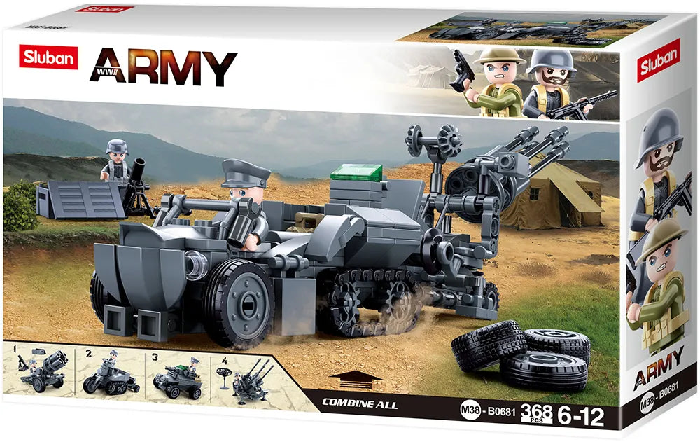 Sluban WWII | Set Constructie Vehicul cu Tunuri Antiaeriene